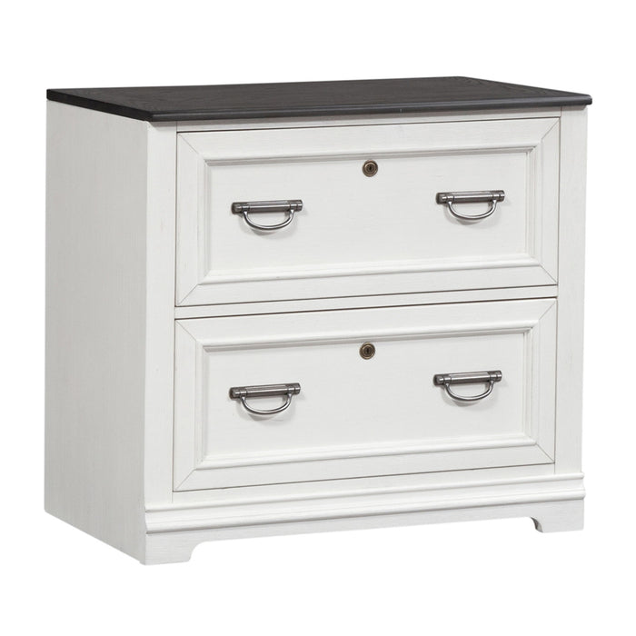 Allyson Park - Bunching Lateral File Cabinet - Wirebrushed White / Charcoal – Filing Cabinets by Liberty Furniture at Furniture Wholesale Plus , Nashville furniture store