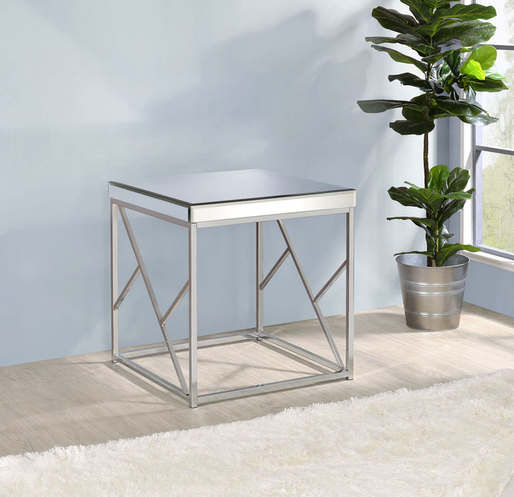 Evelyn - Mirror Top End Table - Silver – End Tables by Steve Silver Furniture at Furniture Wholesale Plus , Nashville furniture store