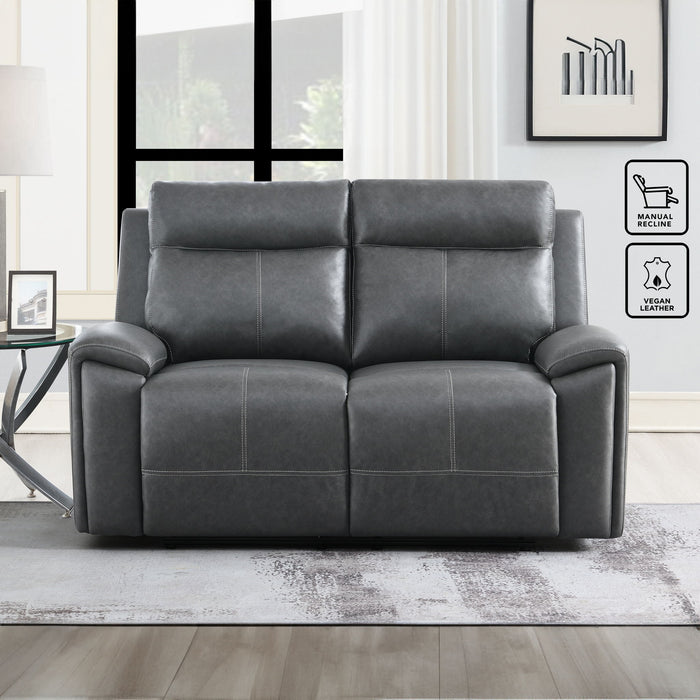 Gaston - Manual Reclining Loveseat - Gray – Reclining Loveseats by Steve Silver Furniture at Furniture Wholesale Plus , Nashville furniture store