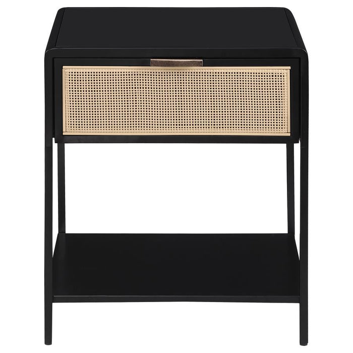 Amherst - 1-Drawer Radio Weave Rattan Metal Side Table – Side Tables by Coaster Fine Furniture at Furniture Wholesale Plus , Nashville furniture store