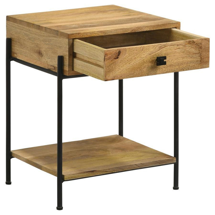 Declan - 1-Drawer Wood Accent Side Table - Natural Mango – Side Tables by CoasterEssence at Furniture Wholesale Plus , Nashville furniture store