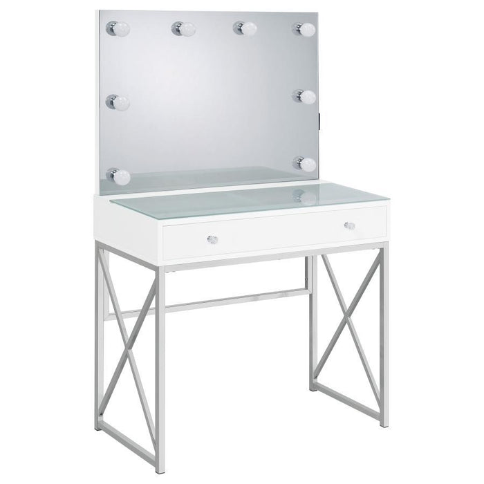 Eliza - Vanity Set With Lighting & Stool - White And Chrome – Vanity Sets by Coaster Fine Furniture at Furniture Wholesale Plus , Nashville furniture store