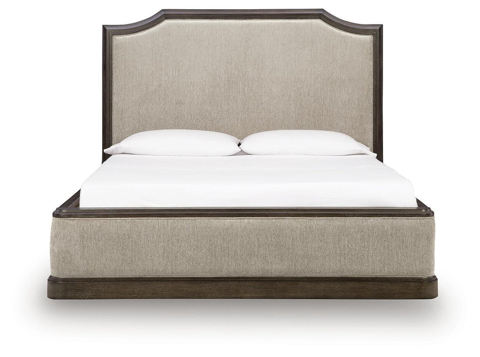 Wickenger - King Upholstered Panel Bed - Dark Brown – Upholstered Beds by Signature Design by Ashley® at Furniture Wholesale Plus , Nashville furniture store