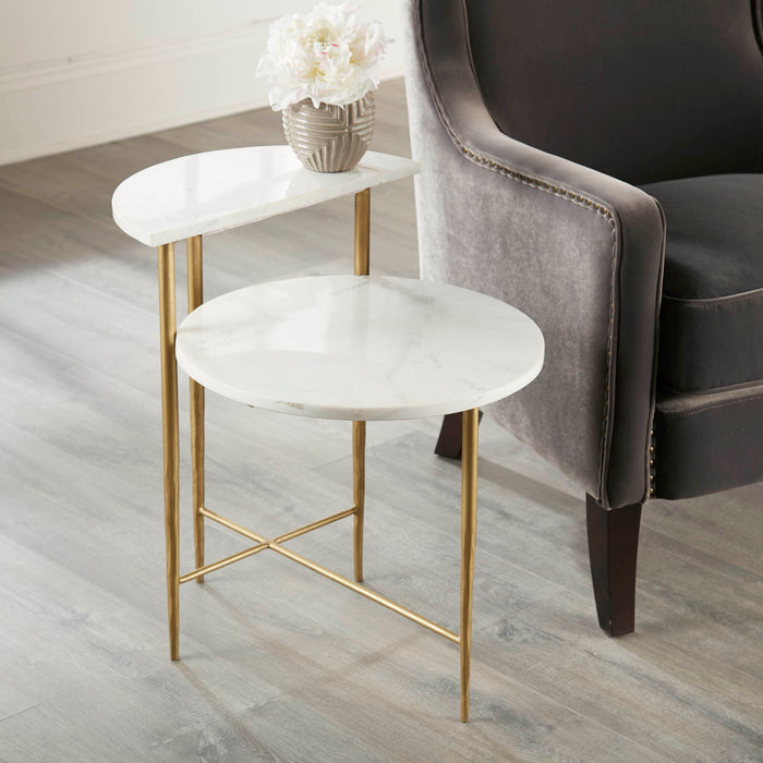 Patna - White Marble Top Side End Table - White – End Tables by Steve Silver Furniture at Furniture Wholesale Plus , Nashville furniture store