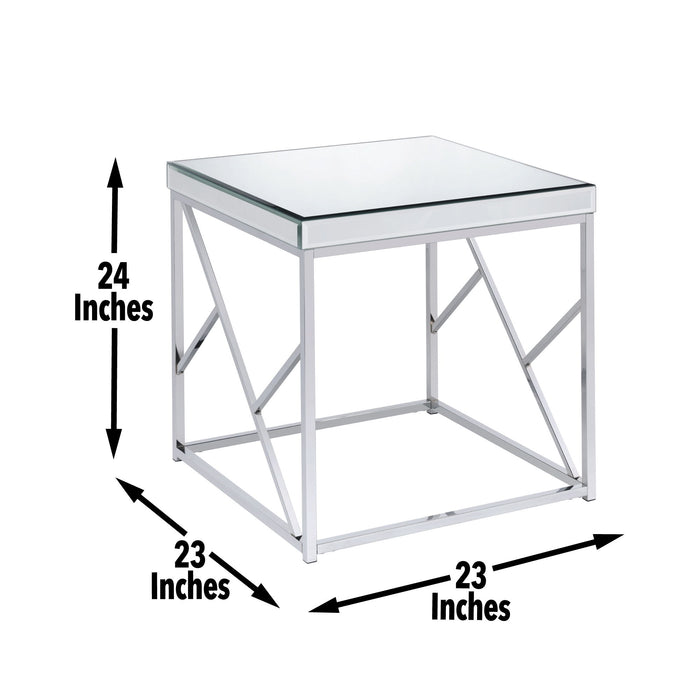Evelyn - Mirror Top End Table - Silver – End Tables by Steve Silver Furniture at Furniture Wholesale Plus , Nashville furniture store