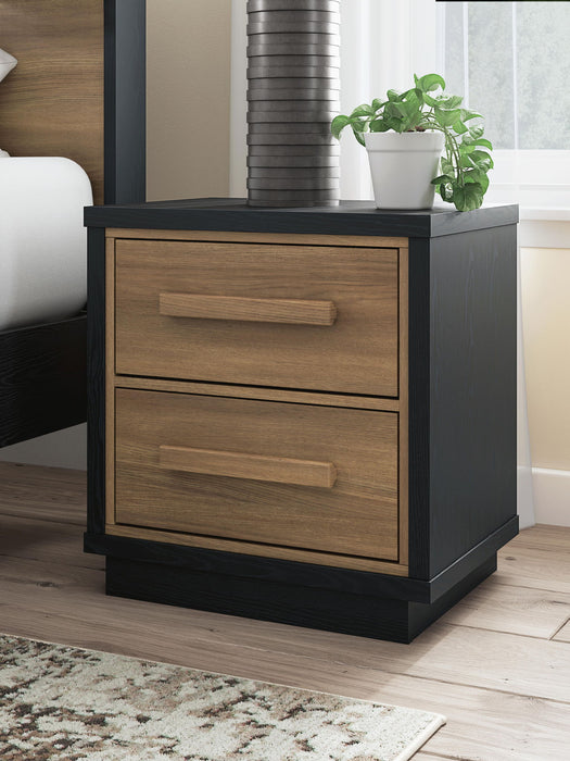 Kozmour - Two Drawer Night Stand - Black / Brown – Accent Nightstands by Signature Design by Ashley® at Furniture Wholesale Plus , Nashville furniture store