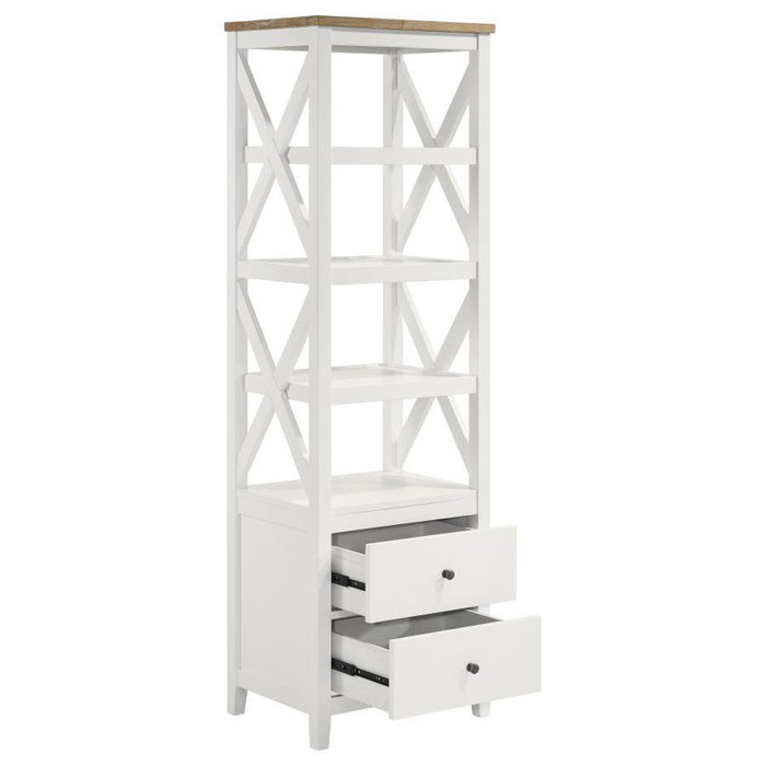 Hollis - 4-Shelf Wood Media Tower With Drawers - Brown And White – Piers by Coaster Fine Furniture at Furniture Wholesale Plus , Nashville furniture store