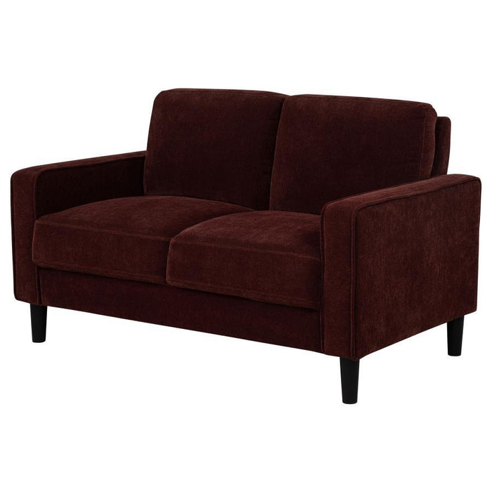 Ruth - Upholstered Track Arm Loveseat – Stationary Loveseats by Coaster Fine Furniture at Furniture Wholesale Plus , Nashville furniture store