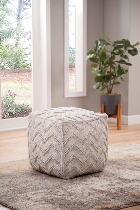 Kenzari - Square Zigzag Handwoven - Gray – Accent Poufs by Steve Silver Furniture at Furniture Wholesale Plus , Nashville furniture store