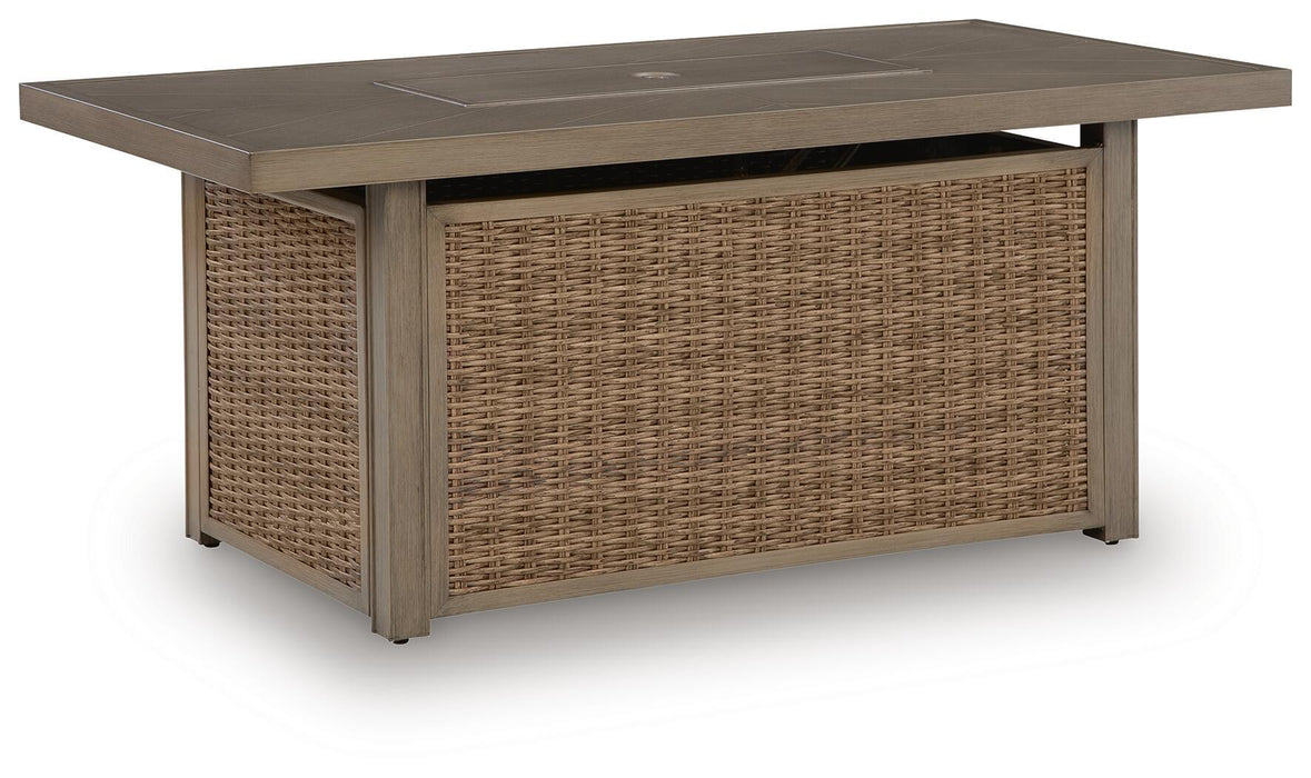Laguna Heights - Rectangular Fire Pit Table - Beige – Fire Pits by Signature Design by Ashley® at Furniture Wholesale Plus , Nashville furniture store