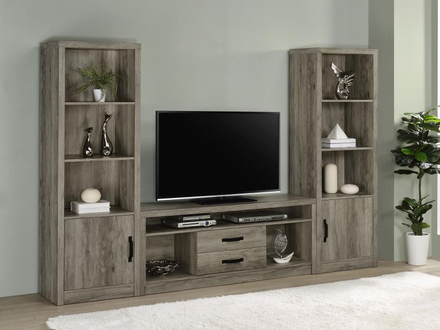 Burke - 3 Piece TV Entertainment Center - Gray Driftwood – Entertainment Centers by Coaster Fine Furniture at Furniture Wholesale Plus , Nashville furniture store