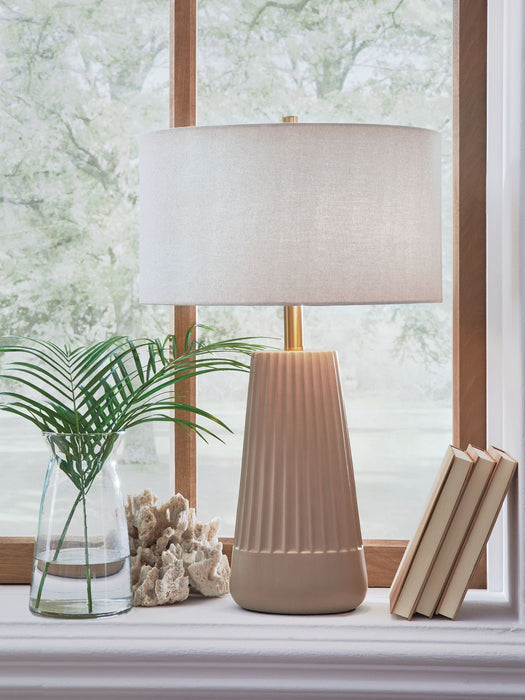 Dellner - Ceramic Table Lamp - Mocha – Table Lamps by Signature Design by Ashley® at Furniture Wholesale Plus , Nashville furniture store