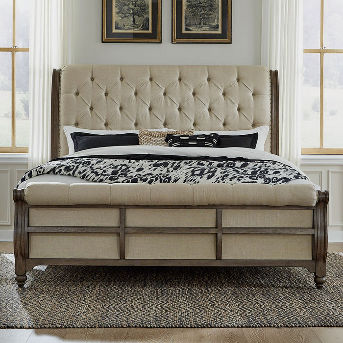 Americana Farmhouse - Sleigh Bed – Upholstered Beds by Liberty Furniture at Furniture Wholesale Plus , Nashville furniture store