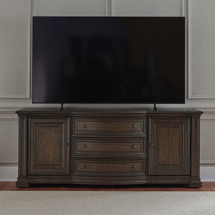 Providence Park - 78" TV Console - Chateau Brown – TV Stands by Liberty Furniture at Furniture Wholesale Plus , Nashville furniture store