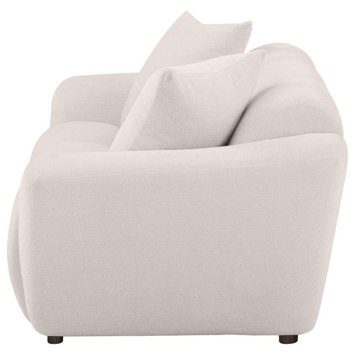 Destino - Chenille Upholstered Splayed Arm Loveseat - Greige – Stationary Loveseats by Coaster Fine Furniture at Furniture Wholesale Plus , Nashville furniture store