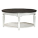 Allyson Park - Round Cocktail Table - Wirebrushed White / Charcoal – Cocktail Tables by Liberty Furniture at Furniture Wholesale Plus , Nashville furniture store