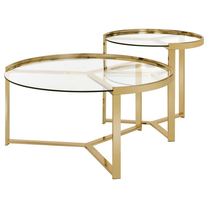Delia - 2 Piece Round Glass Top Nesting Coffee Table – Nesting Tables by Coaster Fine Furniture at Furniture Wholesale Plus , Nashville furniture store