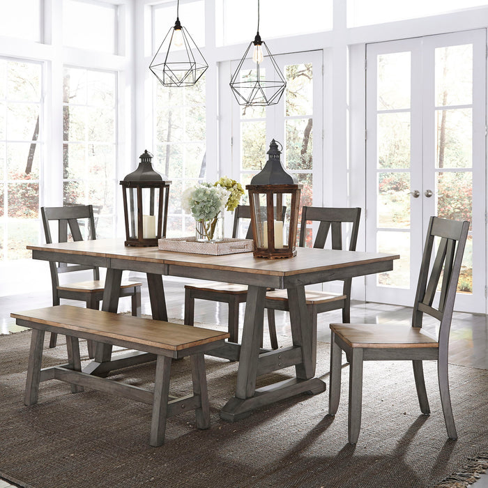 Lindsey Farm - Trestle Table Set – 5 Piece Dining Room Sets by Liberty Furniture at Furniture Wholesale Plus , Nashville furniture store