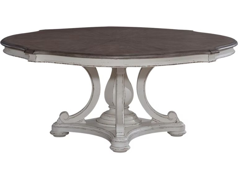Magnolia Manor - Round Table - Antique White – Dining Tables by Liberty Furniture at Furniture Wholesale Plus , Nashville furniture store
