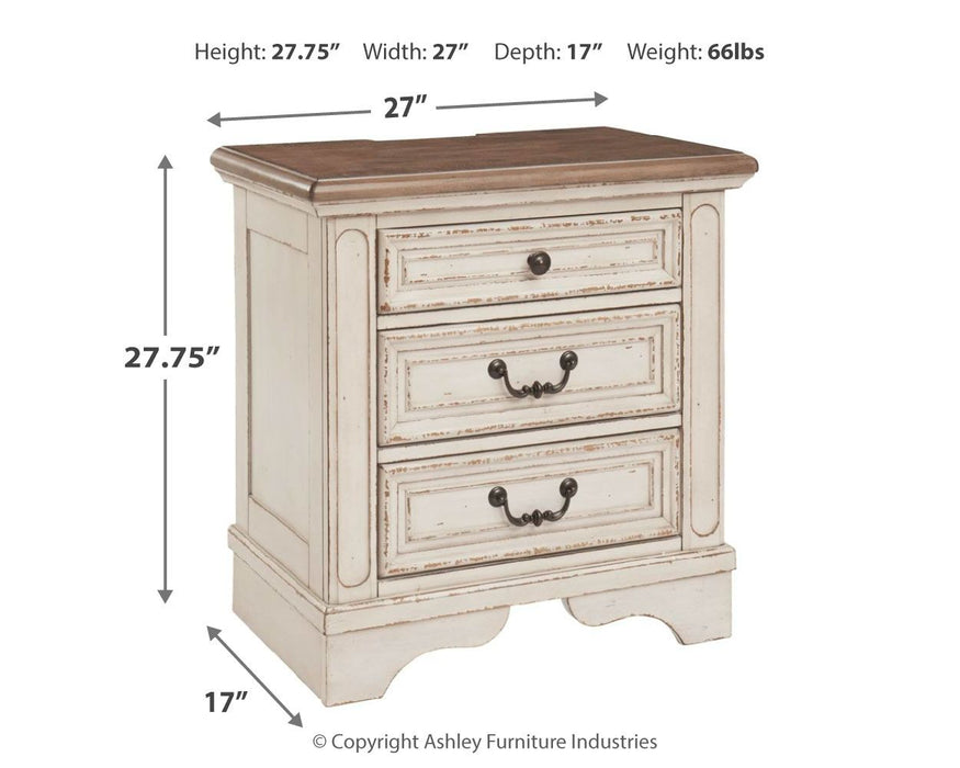 Realyn - Three Drawer Night Stand - White / Brown / Beige – Accent Nightstands by Signature Design by Ashley® at Furniture Wholesale Plus , Nashville furniture store