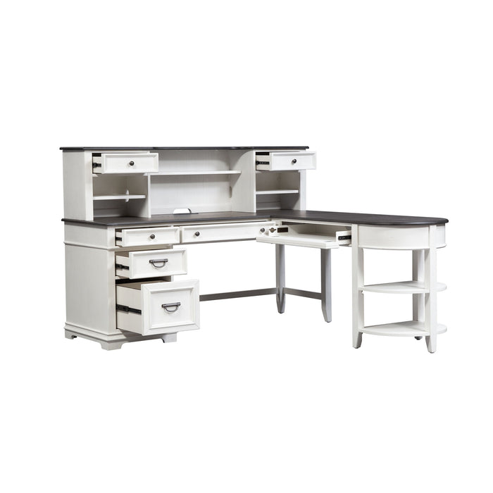 Allyson Park - L Shaped Desk With Hutch - Wirebrushed White / Charcoal – 2 Piece Home Office Sets by Liberty Furniture at Furniture Wholesale Plus , Nashville furniture store