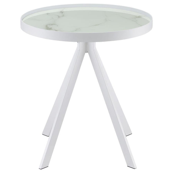 Briggs - Round Marble Printed Glass Top End Side Table – End Tables by Coaster Fine Furniture at Furniture Wholesale Plus , Nashville furniture store