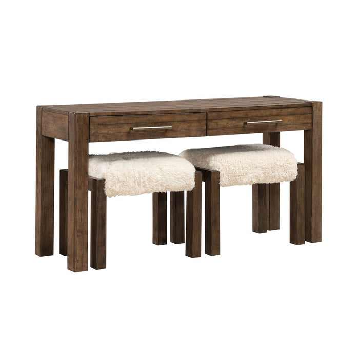 Broadmore - 3 Piece Table Set (1 Console Table 2 Console Stools) - Cobblestone Brown – 3 Piece Living Room Sets by Liberty Furniture at Furniture Wholesale Plus , Nashville furniture store