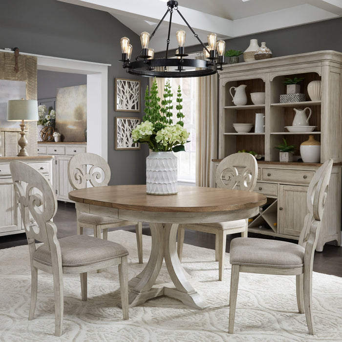 Farmhouse Reimagined - Pedestal Table - Antique White / Chestnut Tops – Dining Tables by Liberty Furniture at Furniture Wholesale Plus , Nashville furniture store