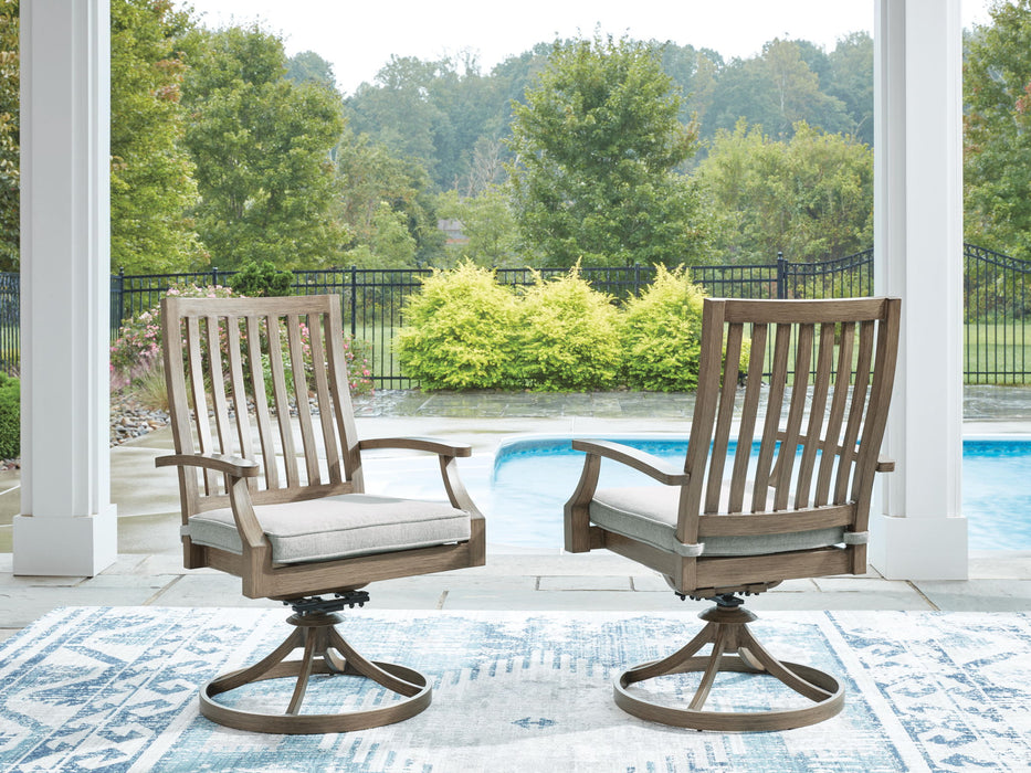 Rainier Ranch - Swivel Chair With Cushion (Set of 2) - Brown / Beige – Chair Sets by Signature Design by Ashley® at Furniture Wholesale Plus , Nashville furniture store