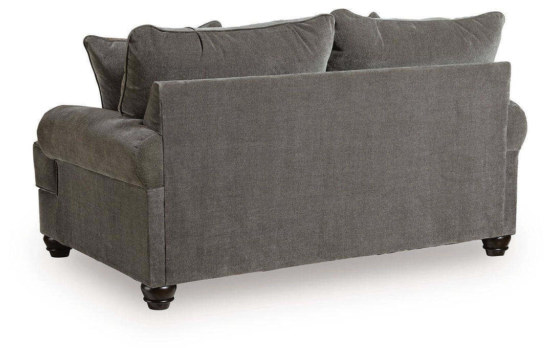 Tallow Creek - Loveseat - Shadow – Stationary Loveseats by Signature Design by Ashley® at Furniture Wholesale Plus , Nashville furniture store
