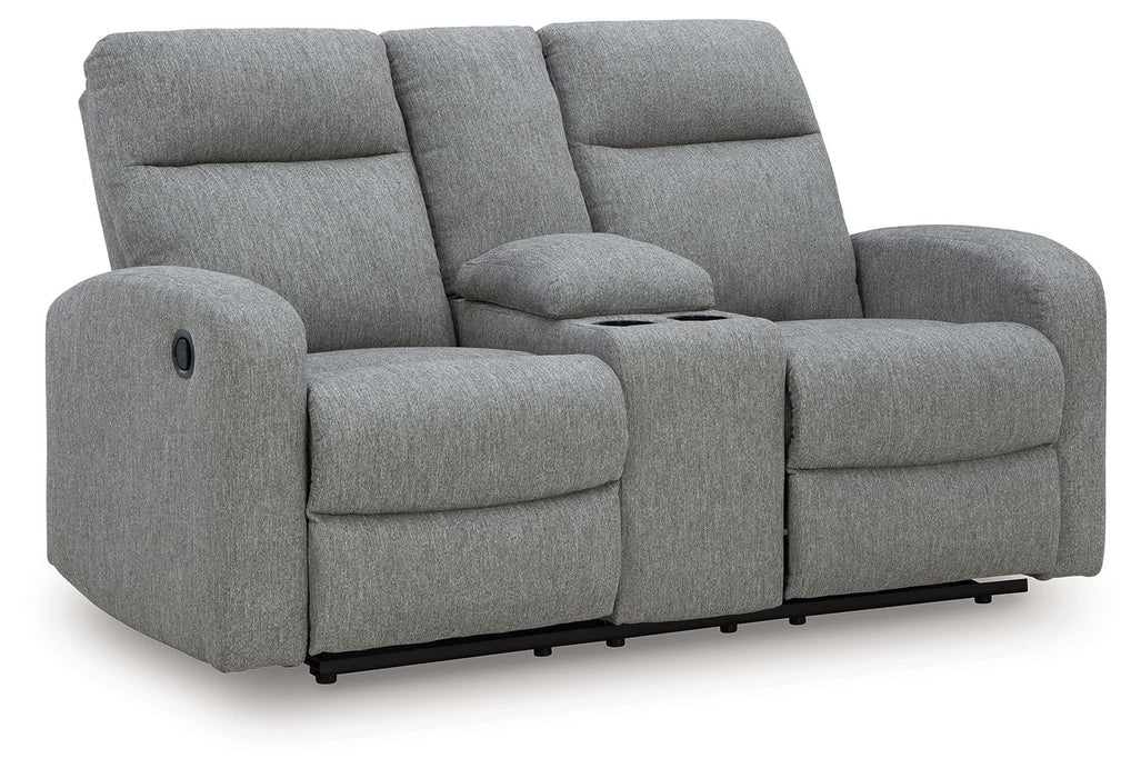 Gauntlet - Double Recline Loveseat With Console - Sterling – Reclining Loveseats by Signature Design by Ashley® at Furniture Wholesale Plus , Nashville furniture store