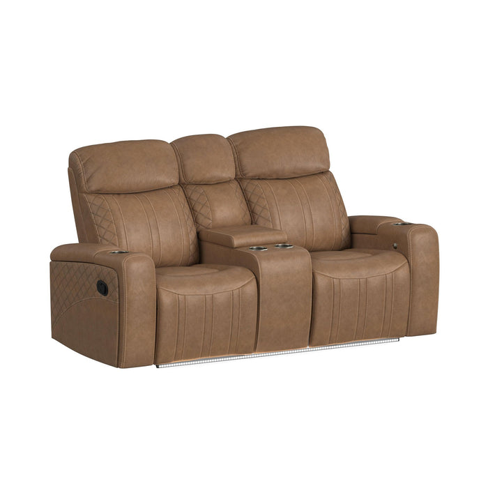 Side Kick - Loveseat With Console, Cupholders And White Led Light - Simba Saddle – Reclining Loveseats by Elements International at Furniture Wholesale Plus , Nashville furniture store