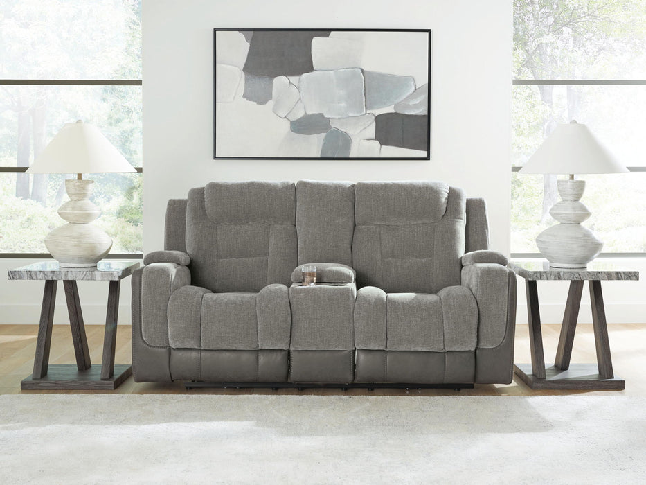 Mixed Motion - Power Reclining Loveseat With Console / Adjustable Headrest – Reclining Loveseats by Signature Design by Ashley® at Furniture Wholesale Plus , Nashville furniture store