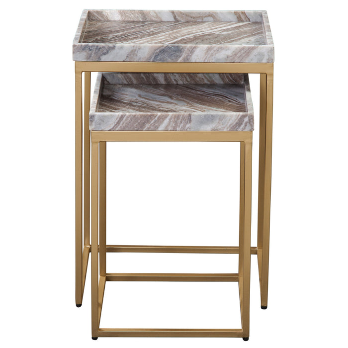 Chantel - Marble Top Nesting Tables - Brown / Gold – Nesting Tables by Steve Silver Furniture at Furniture Wholesale Plus , Nashville furniture store