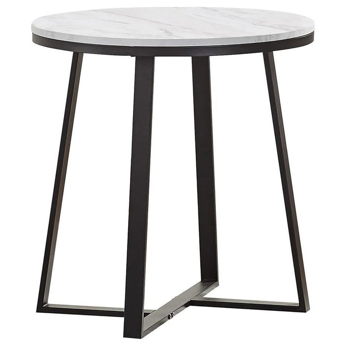 Hugo - Round Faux Marble End Table - White And Matte Black – End Tables by CoasterEveryday at Furniture Wholesale Plus , Nashville furniture store