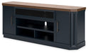 Landocken - XL TV Stand W/Fireplace Option - Brown / Blue – TV Stands by Signature Design by Ashley® at Furniture Wholesale Plus , Nashville furniture store