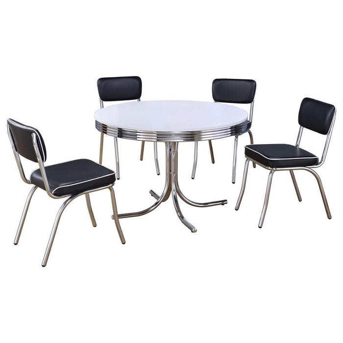 Retro - Round Dining Table Set – 5 Piece Dining Room Sets by CoasterEveryday at Furniture Wholesale Plus , Nashville furniture store