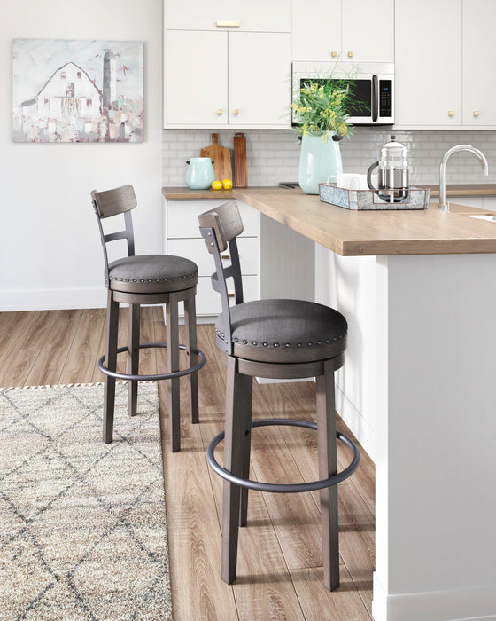 Caitbrook - Tall UPH Swivel Barstool - Gray – Bar Height (28"-30") by Signature Design by Ashley® at Furniture Wholesale Plus , Nashville furniture store