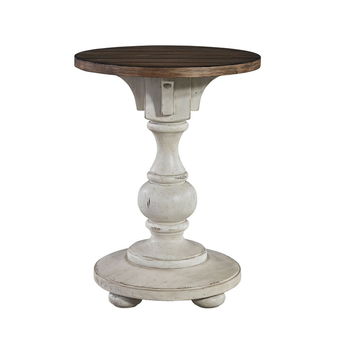 Morgan Creek - Chair Side Table - Antique White / Wirebrushed Tobacco Accents – Chair Side Tables by Liberty Furniture at Furniture Wholesale Plus , Nashville furniture store