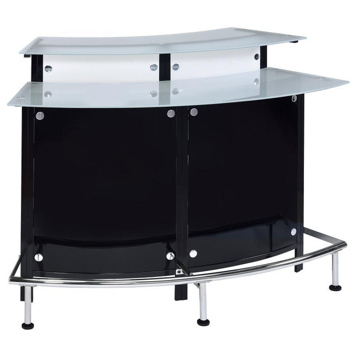 Keystone - Curved Glass Top Home Bar Wine Cabinet - Black – Wine Cabinets by CoasterEssence at Furniture Wholesale Plus , Nashville furniture store