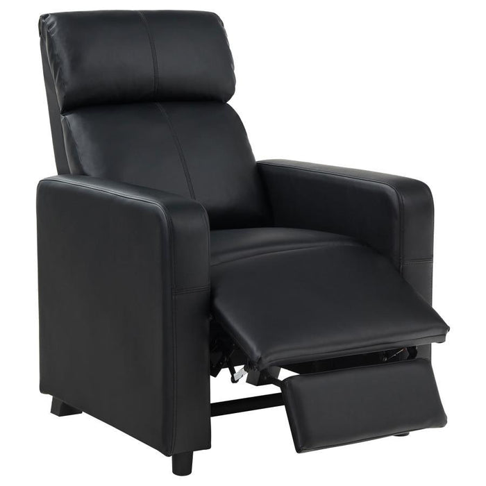 Toohey - Upholstered Home Theater Push Back Recliner - Black - Premium Reclining Chairs from CoasterEveryday - Just $399! Shop now at Furniture Wholesale Plus  We are the best furniture store in Nashville, Hendersonville, Goodlettsville, Madison, Antioch, Mount Juliet, Lebanon, Gallatin, Springfield, Murfreesboro, Franklin, Brentwood
