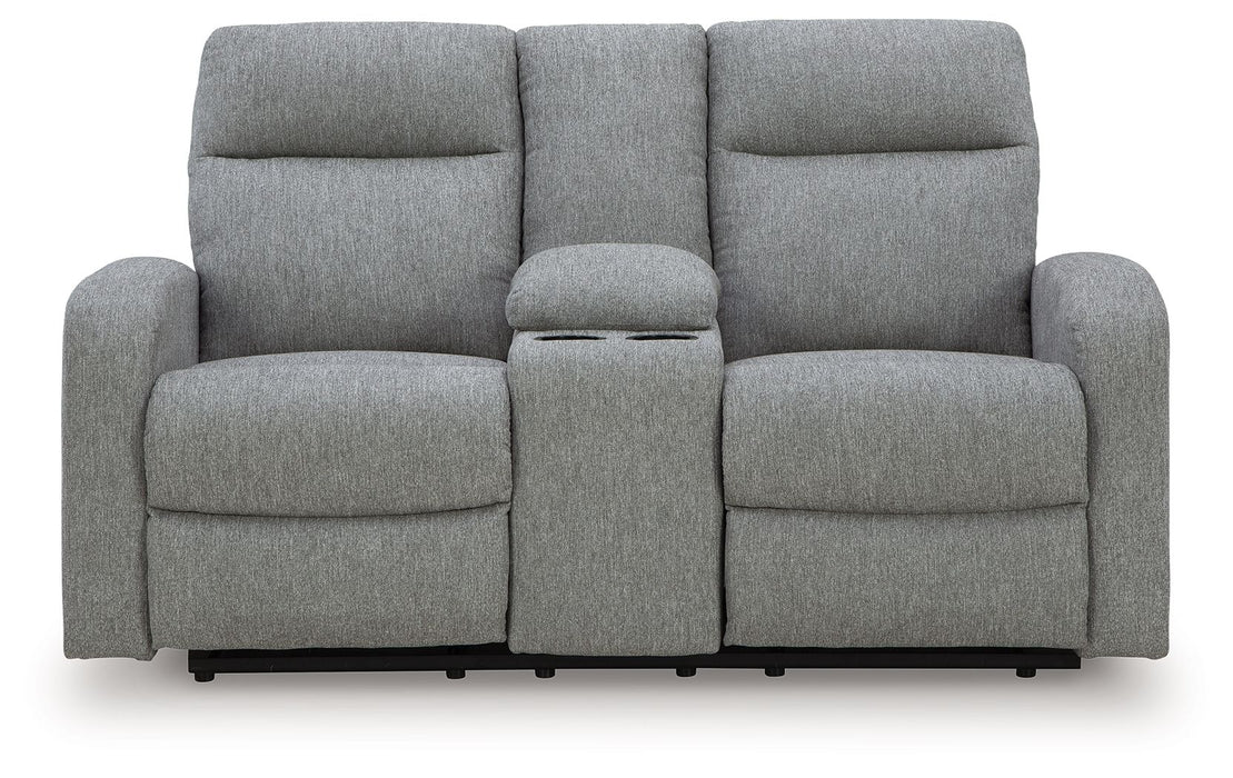Gauntlet - Double Recline Loveseat With Console - Sterling – Reclining Loveseats by Signature Design by Ashley® at Furniture Wholesale Plus , Nashville furniture store