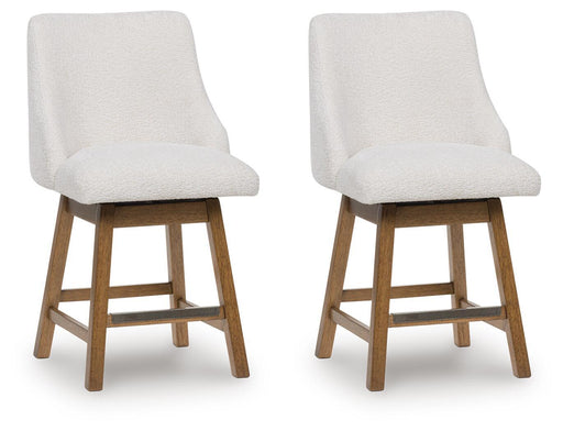 Cabalynn - Upholstered Swivel Barstool (Set of 2) - Oatmeal / Light Brown – Stool Sets by Signature Design by Ashley® at Furniture Wholesale Plus , Nashville furniture store
