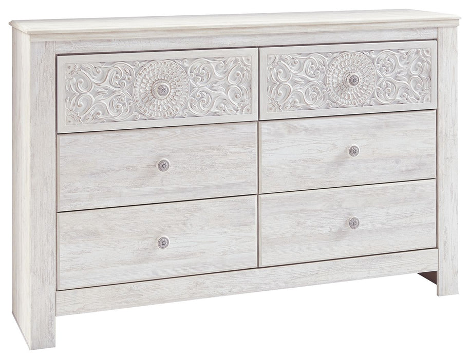 Paxberry - Six Drawer Dresser - Medallion Drawer Pulls - Whitewash – Dressers by Signature Design by Ashley® at Furniture Wholesale Plus , Nashville furniture store
