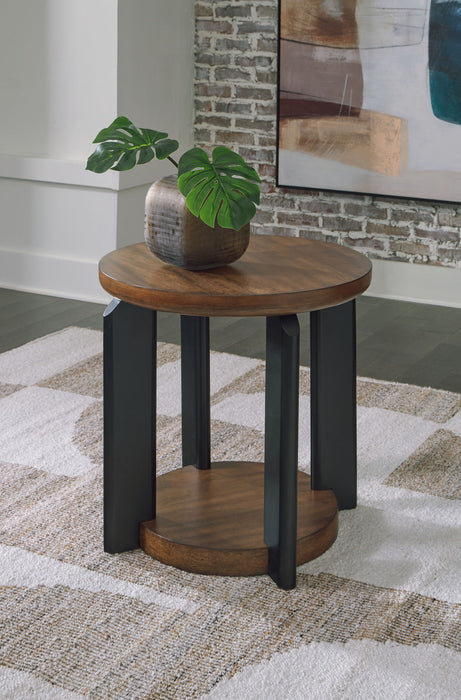 Kraeburn - Round End Table - Brown / Black – End Tables by Signature Design by Ashley® at Furniture Wholesale Plus , Nashville furniture store