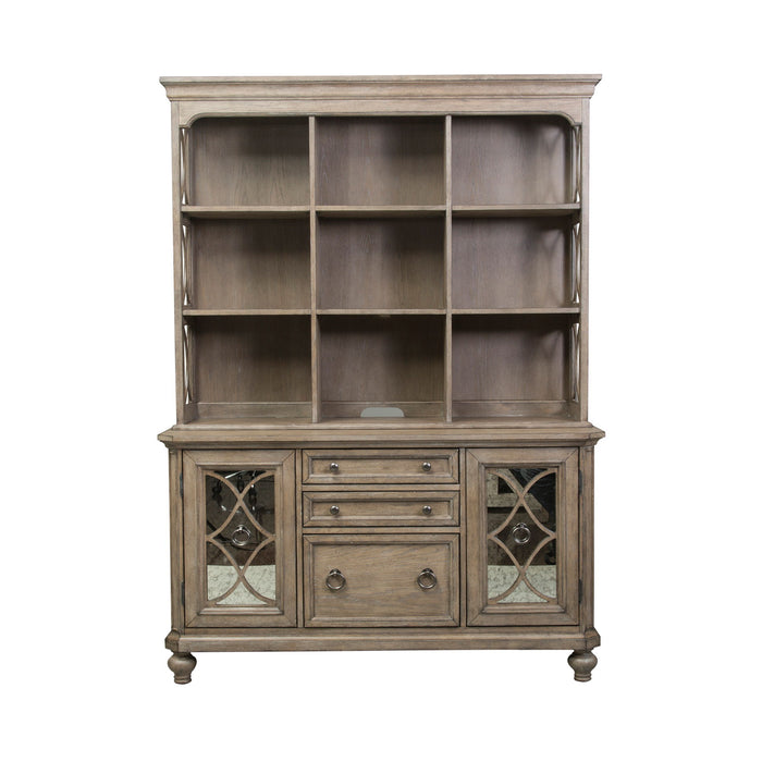 Simply Elegant - 3 Piece Home Office Set (Desk & Hutch Set) - Heathered Taupe – 3 Piece Home Office Sets by Liberty Furniture at Furniture Wholesale Plus , Nashville furniture store