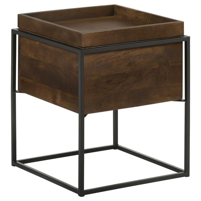 Ondrej - Square Accent Side Table Removable Tray - Dark Brown – Side Tables by CoasterEssence at Furniture Wholesale Plus , Nashville furniture store