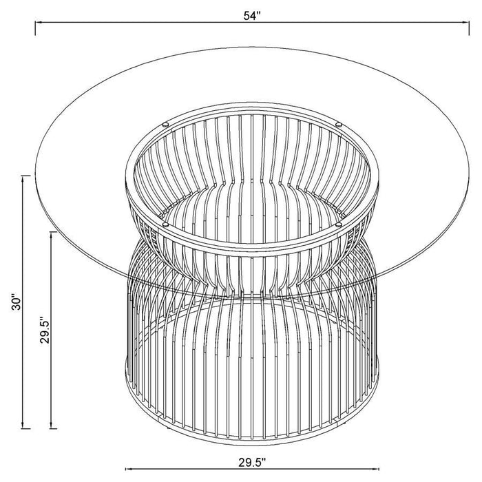 Granvia - Round Glass Top Metal Dining Table - Gunmetal – Dining Tables by Coaster Fine Furniture at Furniture Wholesale Plus , Nashville furniture store