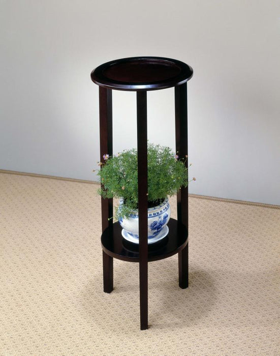Kirk - 1-Shelf Round Wood Plant Stand Side Table - Espresso – Side Tables by CoasterEveryday at Furniture Wholesale Plus , Nashville furniture store