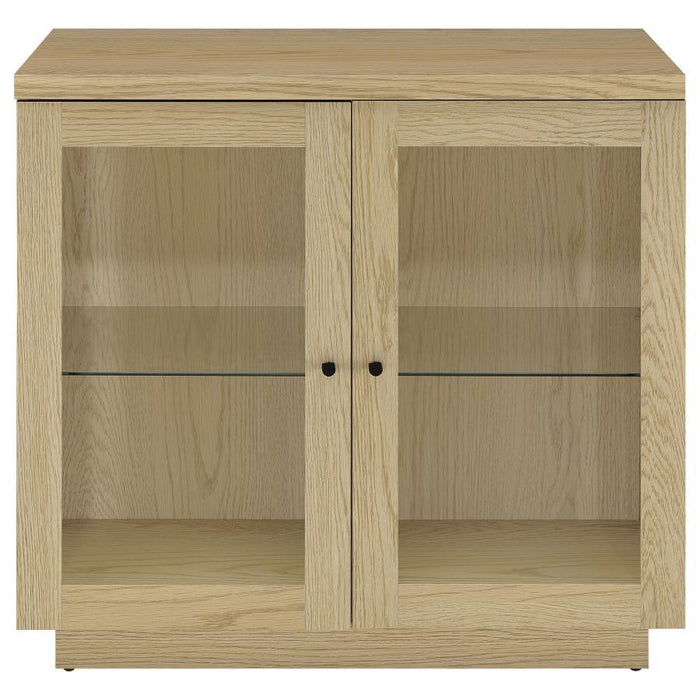 Tilbury - 2-Door Glass Front Accent Display Cabinet - Light Oak – Display Cabinets by Coaster Fine Furniture at Furniture Wholesale Plus , Nashville furniture store